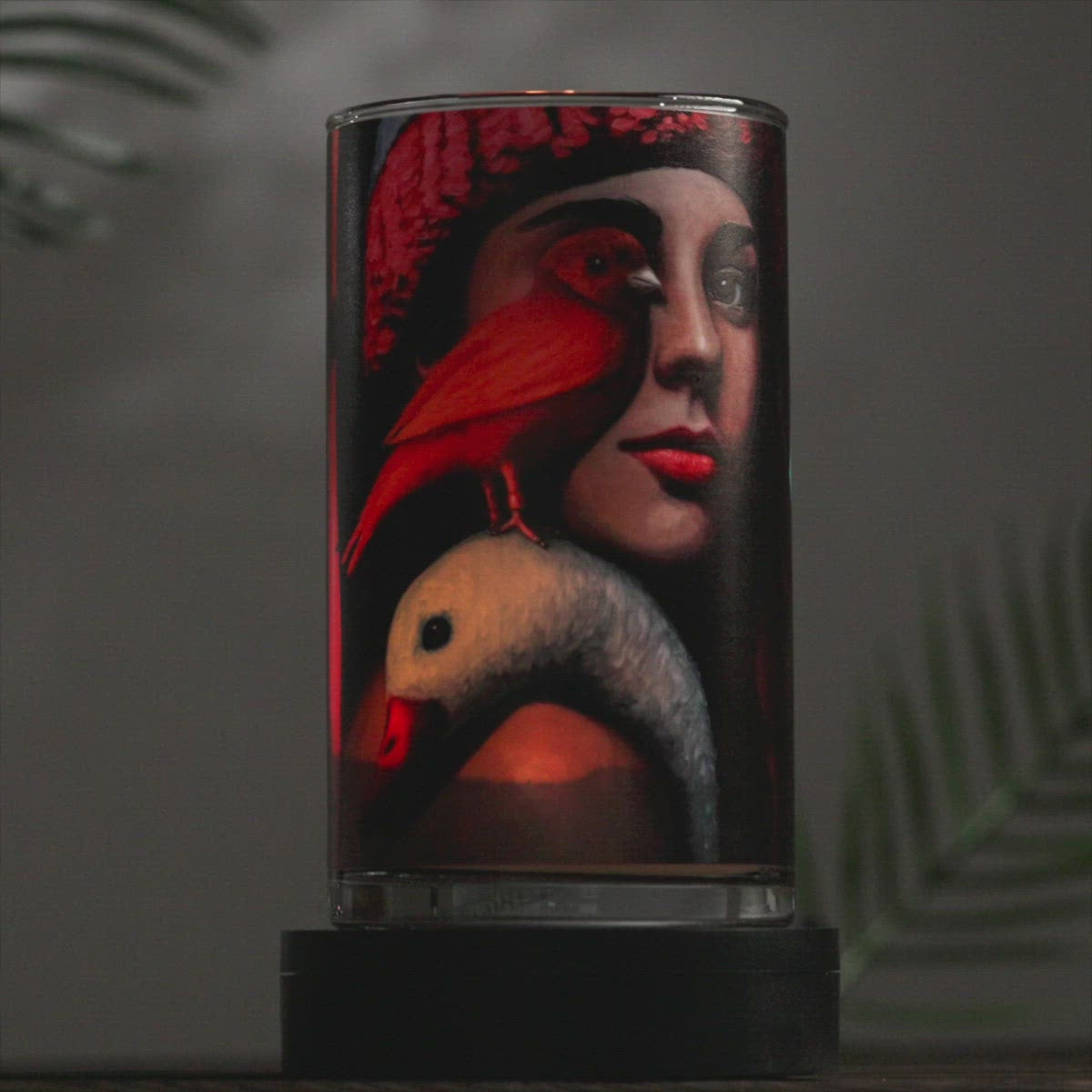 Atomra Home ..I am a bird girl'' glass candle, vase, holder, interior design decor, zero waste, 2022, DIY